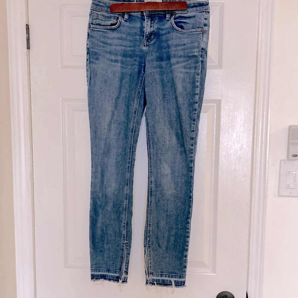 Free People Ankle Cropped Jeans with Frayed Hem